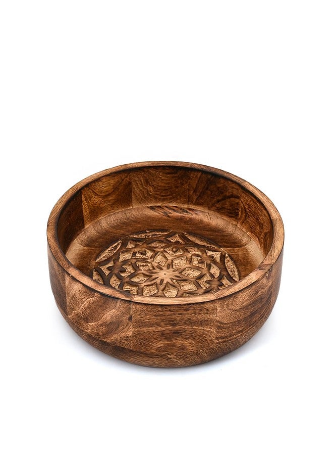Kimona Decorative Bowl Mango Wood Home Decor Accessories for Coffee Table, Living Room Kitchen Décor (10" x 10" x 2.5") - Image 1